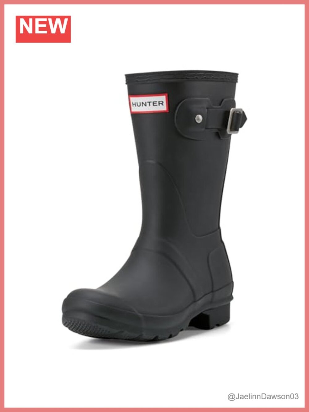 Hunter Original Short Rain Boots Waterproof Rubber Block Heel Calf High